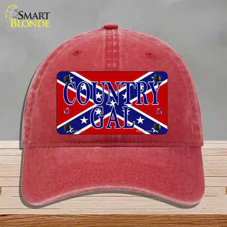 Confederate Country Gal Novelty License Plate Hat Unconstructed Cotton / Red