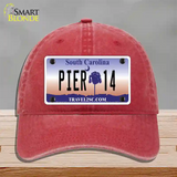 Pier 14 South Carolina Novelty License Plate Hat Unconstructed Cotton / Red