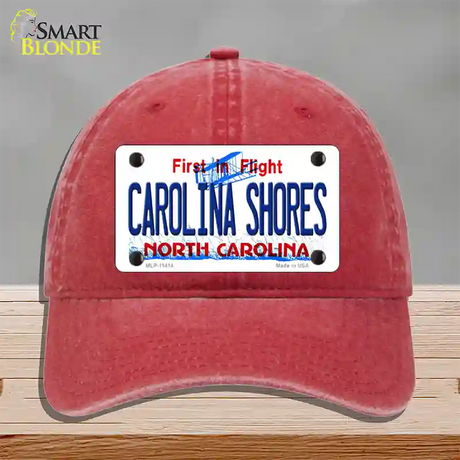 Carolina Shores North Carolina Novelty License Plate Hat Unconstructed Cotton / Red