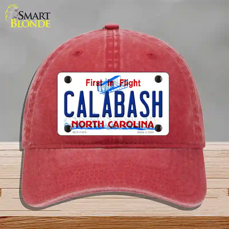 Calabash North Carolina Novelty License Plate Hat Unconstructed Cotton / Red