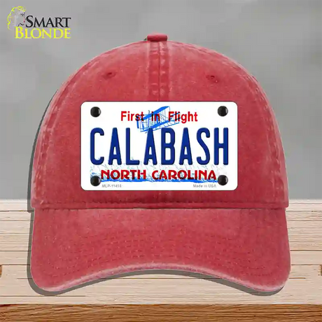 Calabash North Carolina Novelty License Plate Hat Unconstructed Cotton / Red