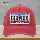 Cherry Grove South Carolina Novelty License Plate Hat Unconstructed Cotton / Red