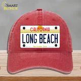 Long Beach California Novelty License Plate Hat Unconstructed Cotton / Red