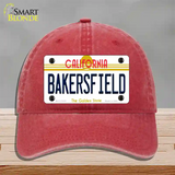 Bakersfield California Novelty License Plate Hat Unconstructed Cotton / Red