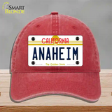 Anaheim California Novelty License Plate Hat Unconstructed Cotton / Red