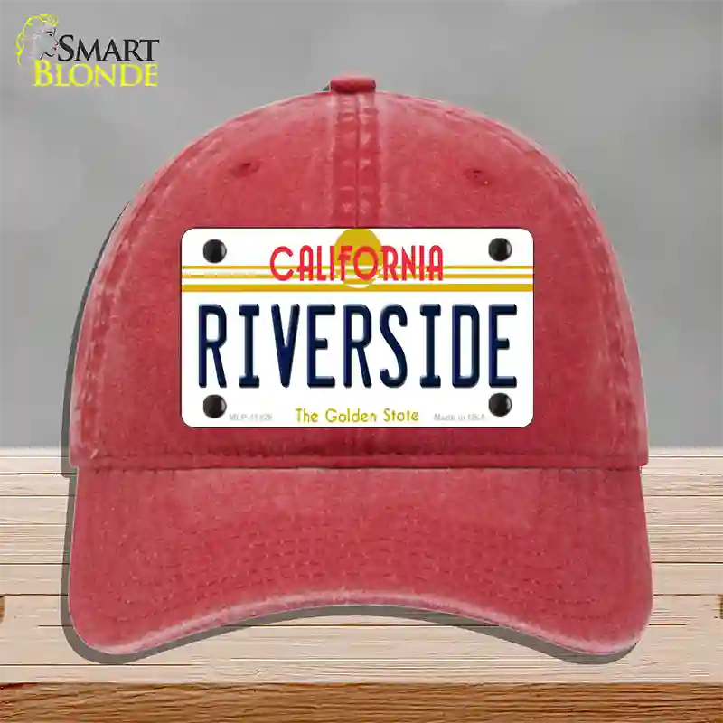 Riverside California Novelty License Plate Hat Unconstructed Cotton / Red