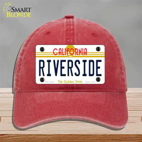 Riverside California Novelty License Plate Hat Unconstructed Cotton / Red