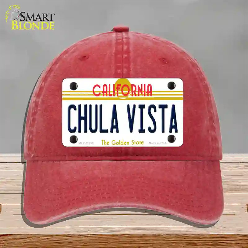 Chula Vista California Novelty License Plate Hat Unconstructed Cotton / Red