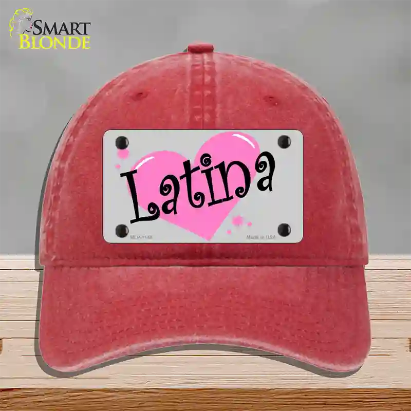 Latina Novelty License Plate Hat Unconstructed Cotton / Red