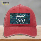 Route 66 Blue Brick Wall Novelty License Plate Hat Unconstructed Cotton / Red