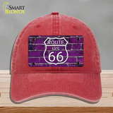 Route 66 Purple Brick Wall Novelty License Plate Hat Unconstructed Cotton / Red