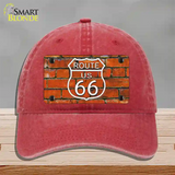 Route 66 Orange Brick Wall Novelty License Plate Hat Unconstructed Cotton / Red