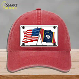 Mississippi Crossed US Flag Novelty License Plate Hat Unconstructed Cotton / Red