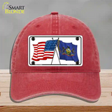 Pennsylvania Crossed US Flag Novelty License Plate Hat Unconstructed Cotton / Red