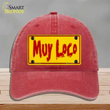 Muy Loco Novelty License Plate Hat Unconstructed Cotton / Red