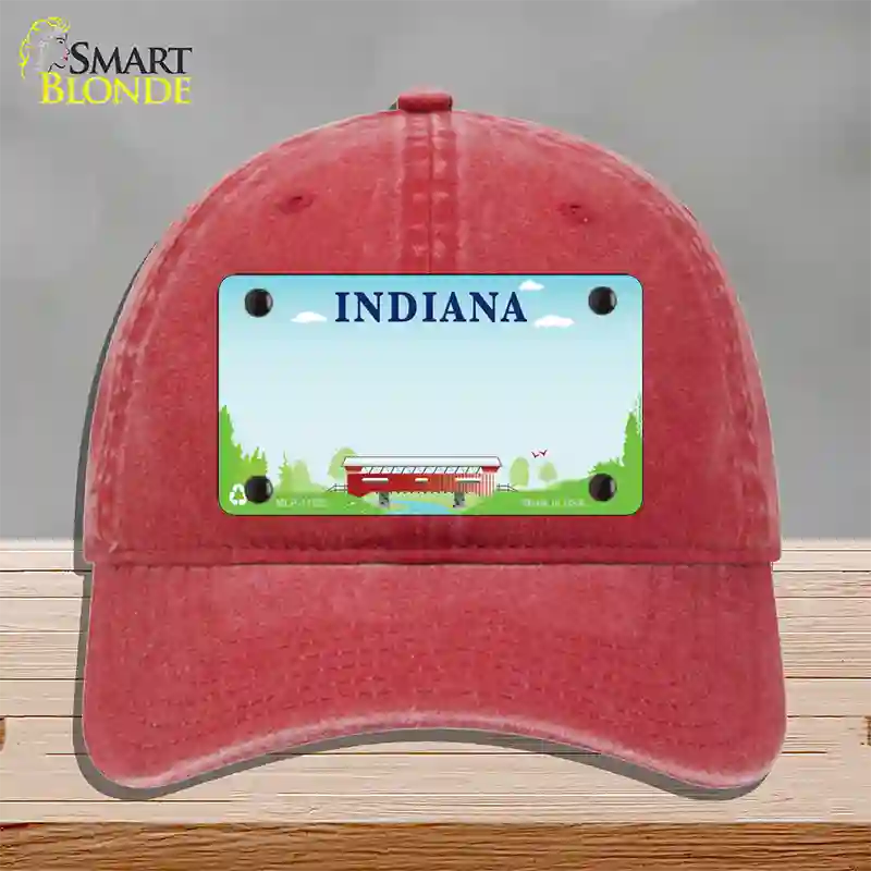 Indiana Recycle State Blank Novelty License Plate Hat Unconstructed Cotton / Red