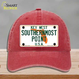 Key West Southernmost Point Novelty License Plate Hat Unconstructed Cotton / Red