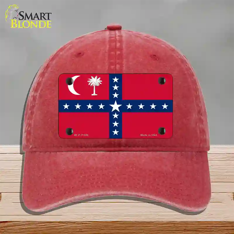 South Carolina Sovereignty Flag Novelty License Plate Hat Unconstructed Cotton / Red