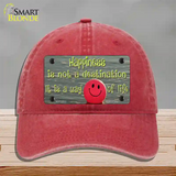 Happiness Way Of Life Ball Novelty License Plate Hat Unconstructed Cotton / Red