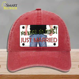 No Beer No Money Just Married Novelty License Plate Hat Unconstructed Cotton / Red