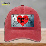 Mamas Boy Novelty License Plate Hat Unconstructed Cotton / Red