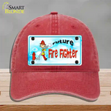 Future Fire Fighter Novelty License Plate Hat Unconstructed Cotton / Red