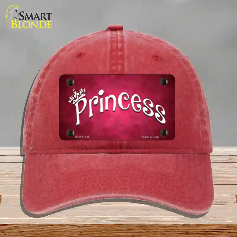 Princess Novelty License Plate Hat Unconstructed Cotton / Red