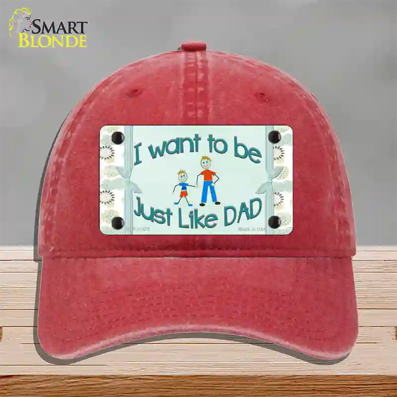 Just Like Dad Novelty License Plate Hat Unconstructed Cotton / Red