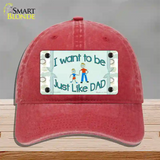 Just Like Dad Novelty License Plate Hat Unconstructed Cotton / Red