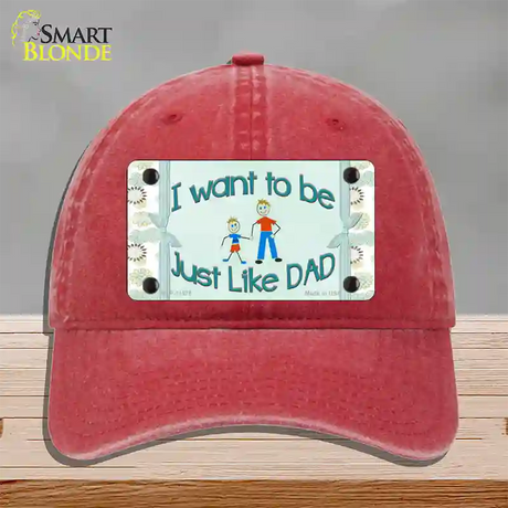 Just Like Dad Novelty License Plate Hat Unconstructed Cotton / Red