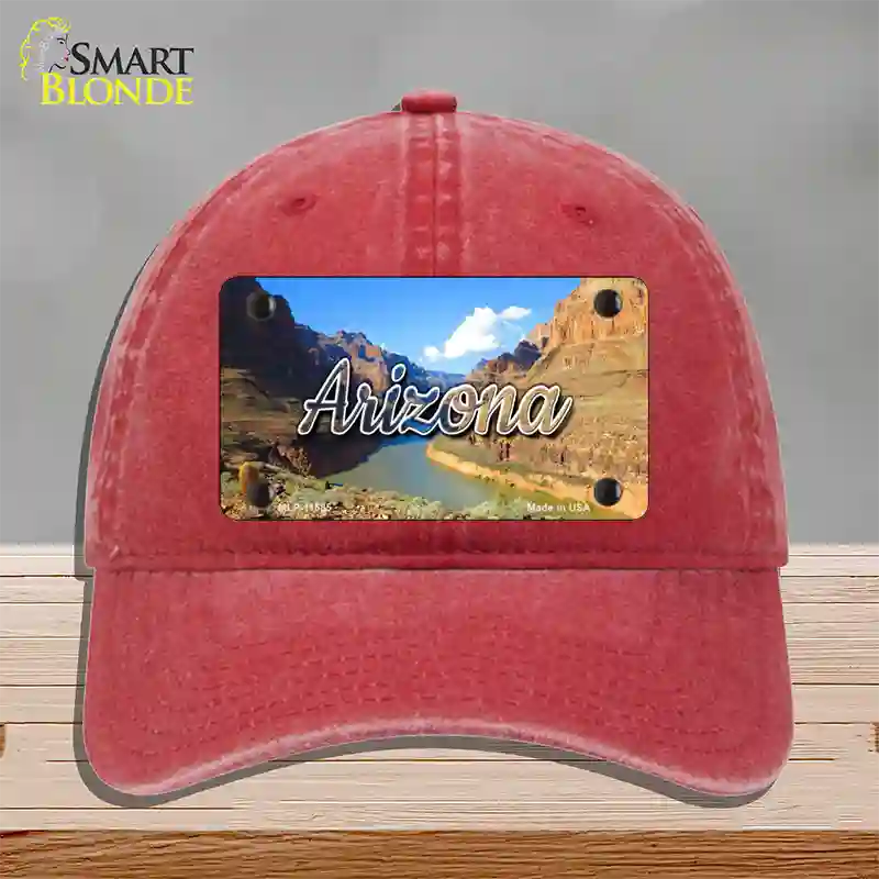 Arizona Canyon State Novelty License Plate Hat Unconstructed Cotton / Red