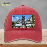 Arkansas Rusty Bridge State Novelty License Plate Hat Unconstructed Cotton / Red