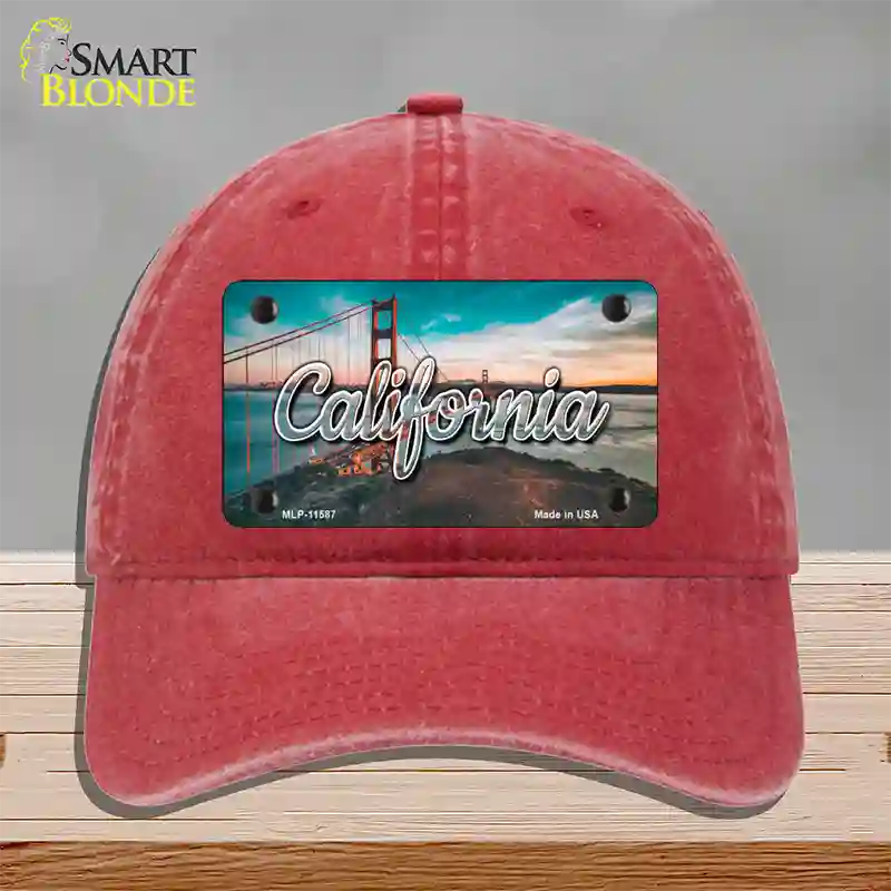 California Golden Gate Bridge State Novelty License Plate Hat Unconstructed Cotton / Red