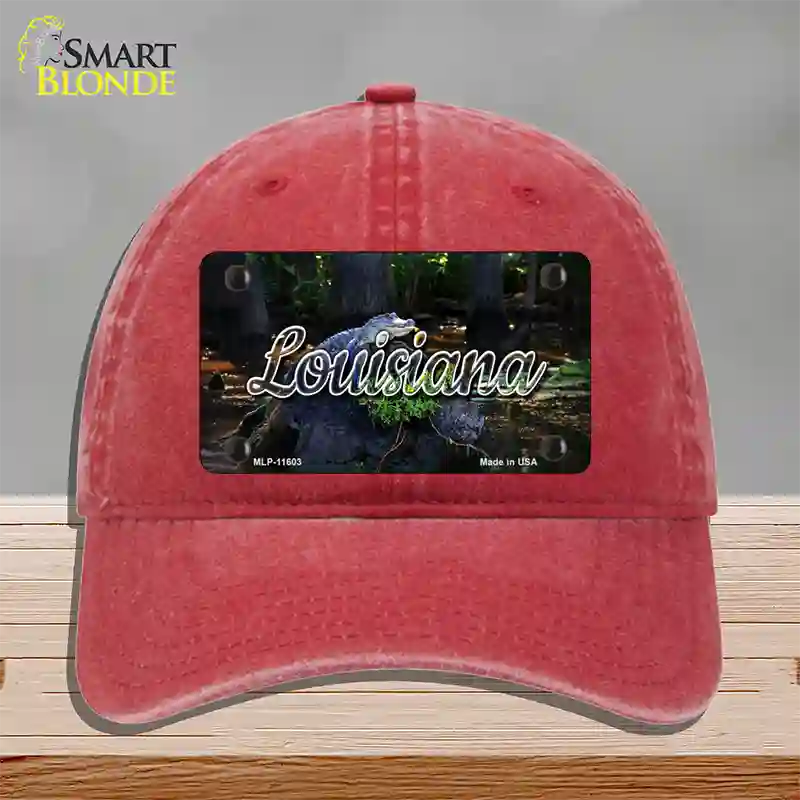 Louisiana Alligator Swamp State Novelty License Plate Hat Unconstructed Cotton / Red