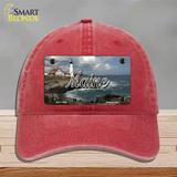 Maine Lighthouse Beach State Novelty License Plate Hat Unconstructed Cotton / Red