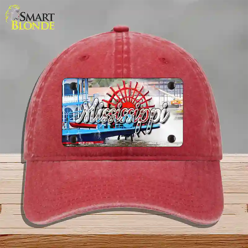 Mississippi Boat State Novelty License Plate Hat Unconstructed Cotton / Red