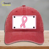 Breast Cancer Ribbon Novelty License Plate Hat Unconstructed Cotton / Red