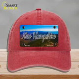 New Hampshire Mountain Range State Novelty License Plate Hat Unconstructed Cotton / Red