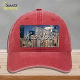 New York City Skyline State Novelty License Plate Hat Unconstructed Cotton / Red