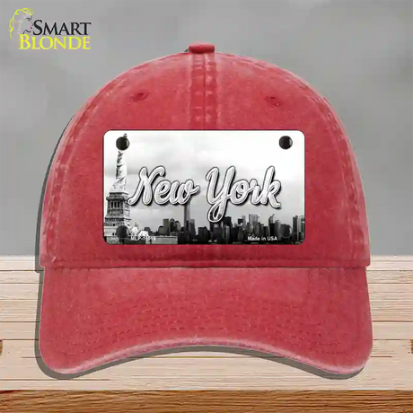 New York Statue of Liberty State Novelty License Plate Hat Unconstructed Cotton / Red