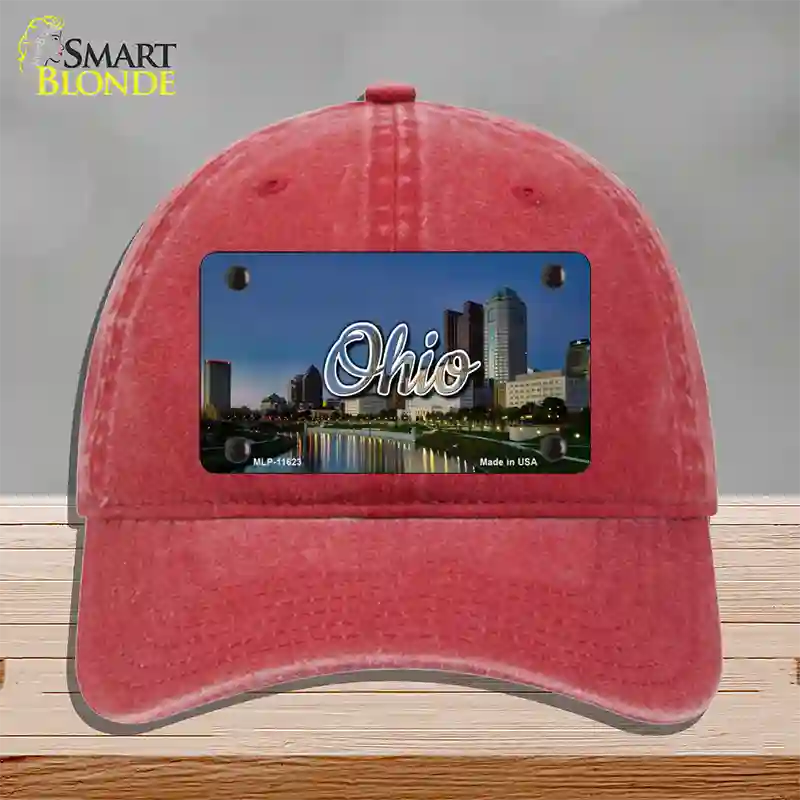 Ohio River City Skyline State Novelty License Plate Hat Unconstructed Cotton / Red