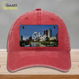 Ohio River City Skyline State Novelty License Plate Hat Unconstructed Cotton / Red