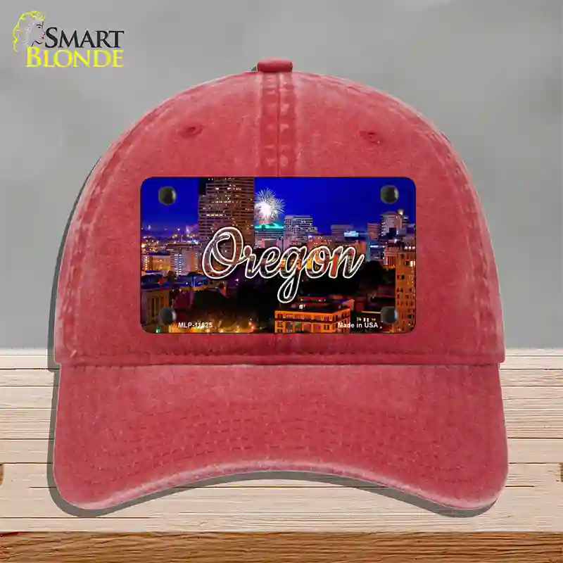 Oregon Firework City Lights State Novelty License Plate Hat Unconstructed Cotton / Red