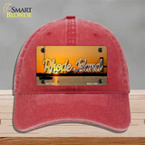 Rhode Island River Sunset State Novelty License Plate Hat Unconstructed Cotton / Red