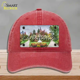 Vermont State Building State Novelty License Plate Hat Unconstructed Cotton / Red