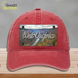 West Virginia River Bridge State Novelty License Plate Hat Unconstructed Cotton / Red