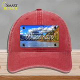 Wisconsin Colorful Lake State Novelty License Plate Hat Unconstructed Cotton / Red