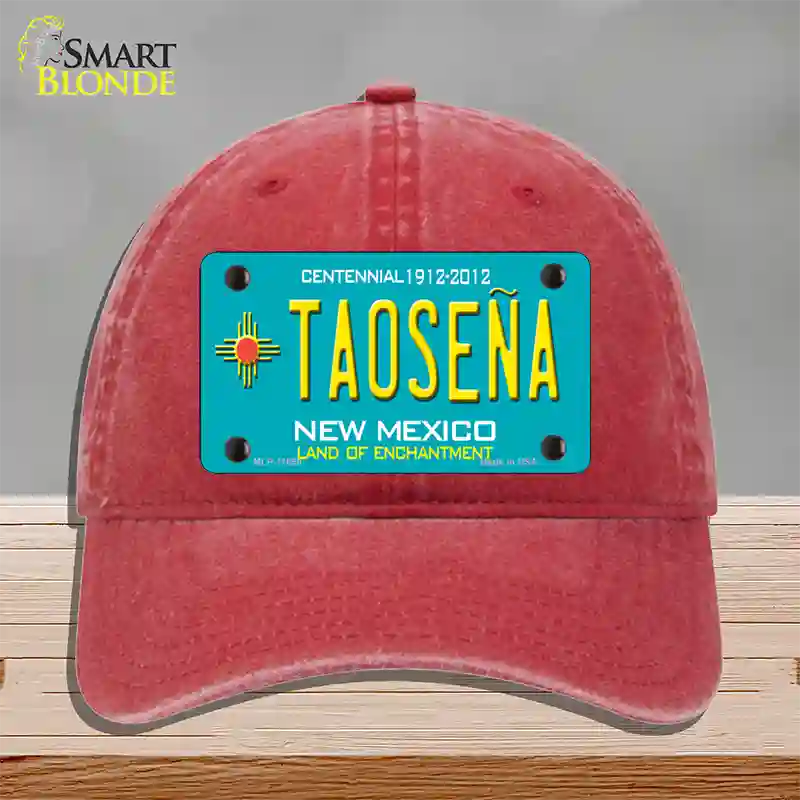 Taosena Teal New Mexico Novelty License Plate Hat Unconstructed Cotton / Red