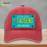 Taoseno Teal New Mexico Novelty License Plate Hat Unconstructed Cotton / Red