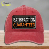 Satisfaction Guaranteed Novelty License Plate Hat Unconstructed Cotton / Red